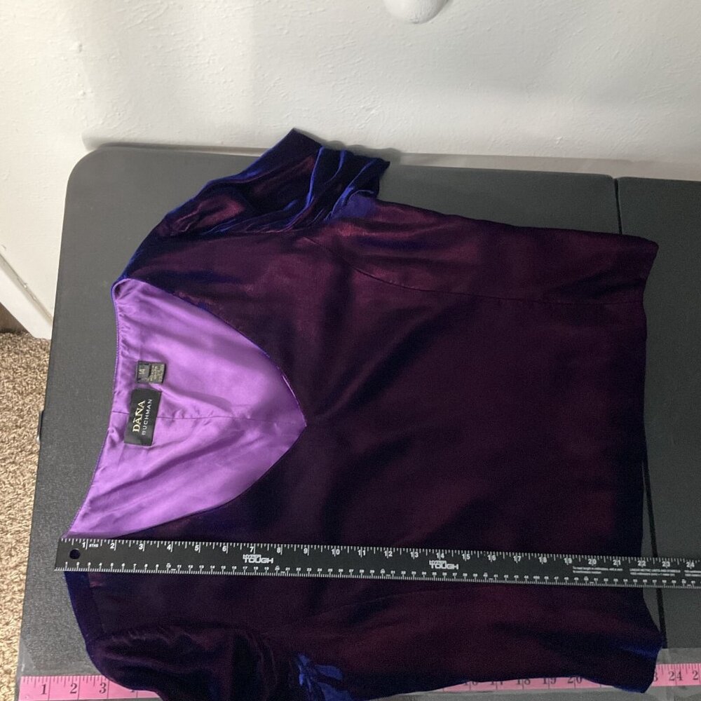 Dana Buchman Top Sz 14 Purple Blue Chameleon Velour Shimmer Event Cocktail Party - Picture 6 of 9